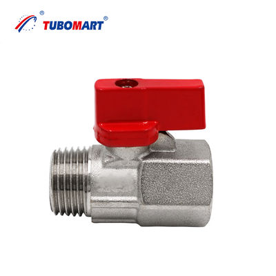 Tubomart Brass Color Nickel Plated Screw Connection Brass Mini Ball Valve for Industrial Applications 가스용 물 용품